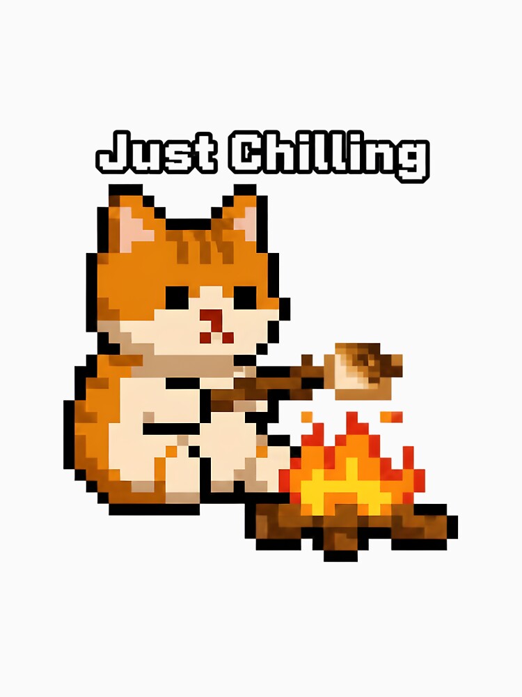 Cute Pixel Cat Campfire - Retro 8-Bit Pixel Art Cat Sprite by ArtisimoSHOP