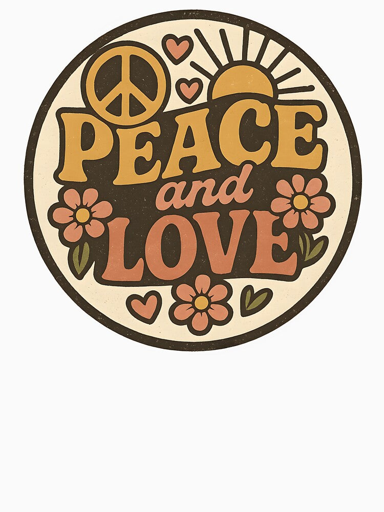 Vintage Peace and Love – Retro Hippie Logo by Dax Studio
