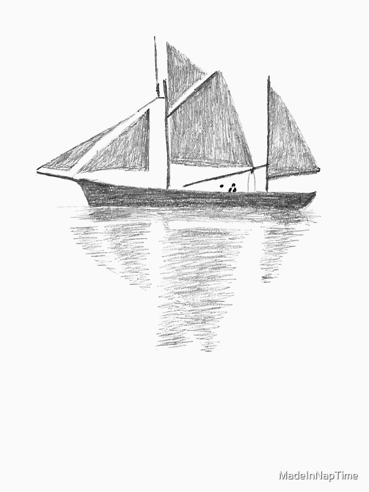 Hand Drawn Sailboat Sketch – Minimal Pencil Boat Illustration by MadeInNapTime