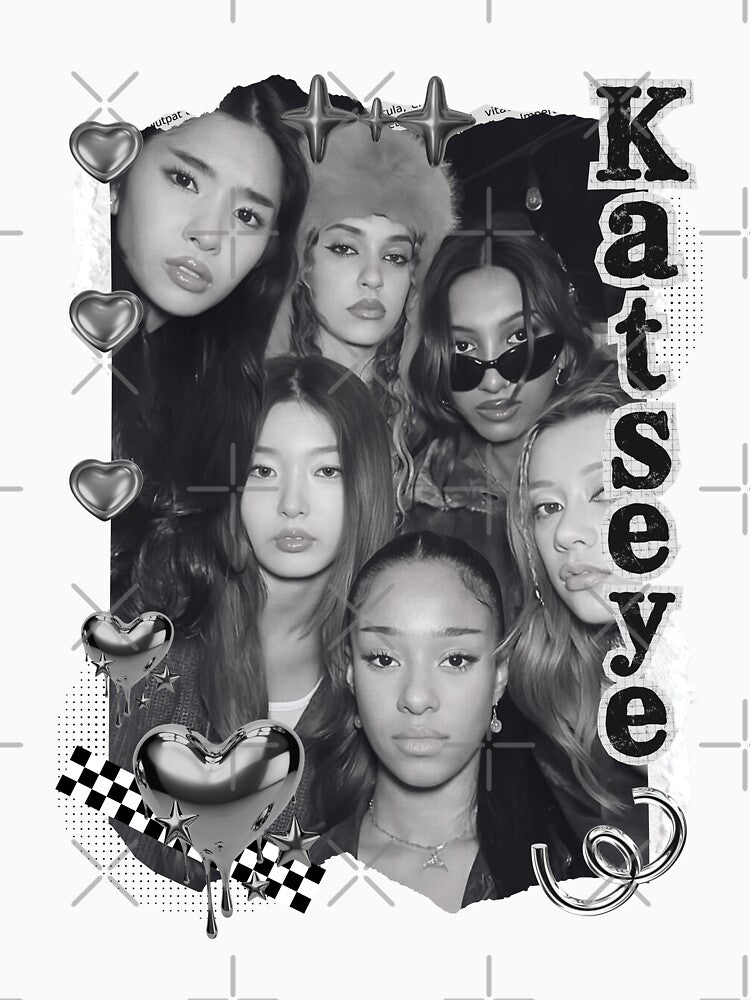 KATEYE Kpop Y2K Group Black and White Collage Digital Art Portrait by AJUNICE STUDIO