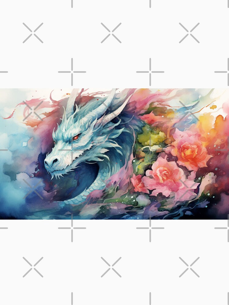 Dark Fantasy Watercolor - Dragon and Roses by Fantasy Masterpiece