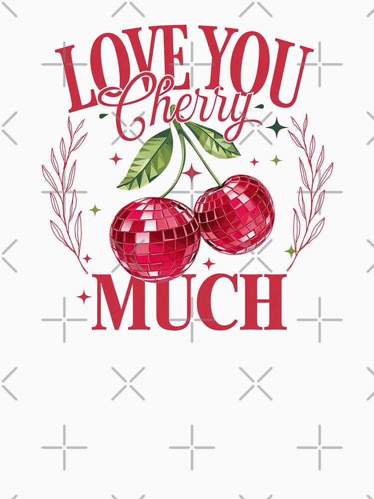 Love You Cherry Much: Geometric Disco Cherries & Elegant Laurel by Polarisofficial