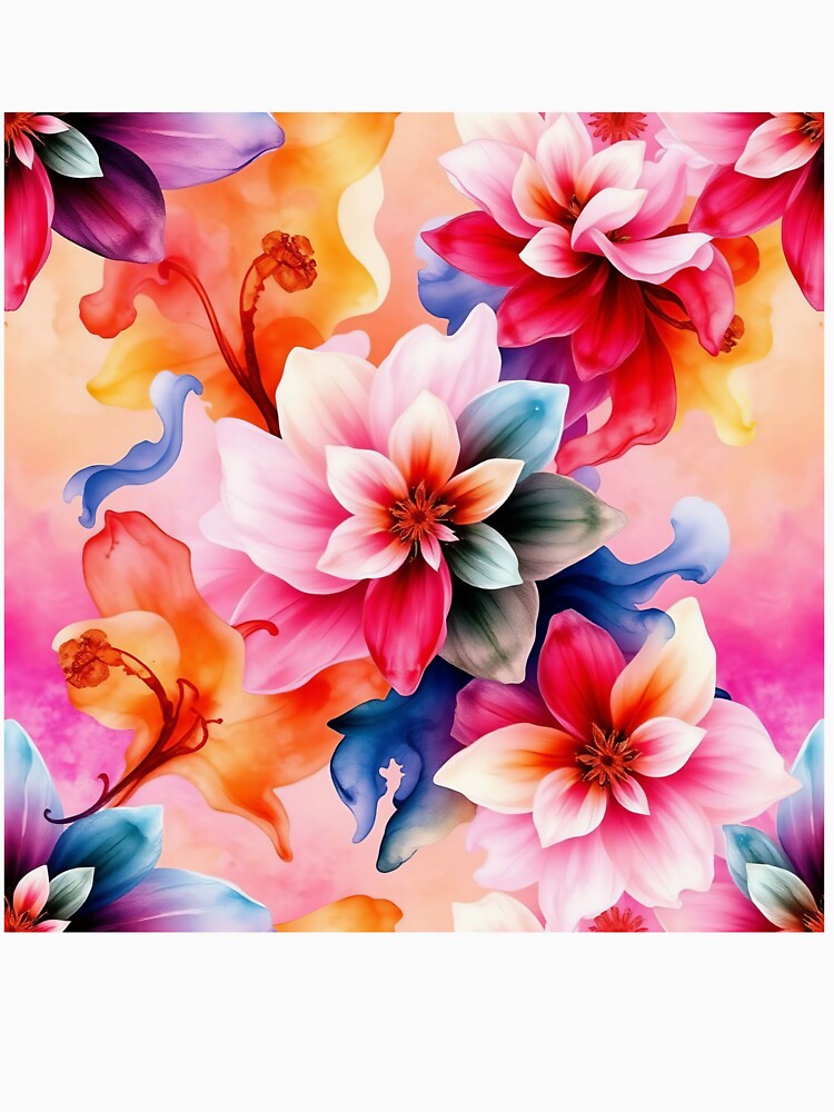 Vibrant Rainbow Floral Pattern | T-Shirts, Mugs & Stickers, Phone Cases by TheGaliyaStudio