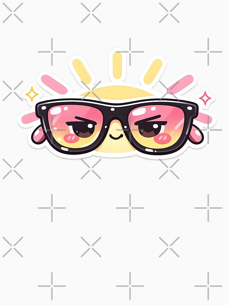 Cute Kawaii Sunglasses Character – Cool Summer Vibes Sticker by DesignEG