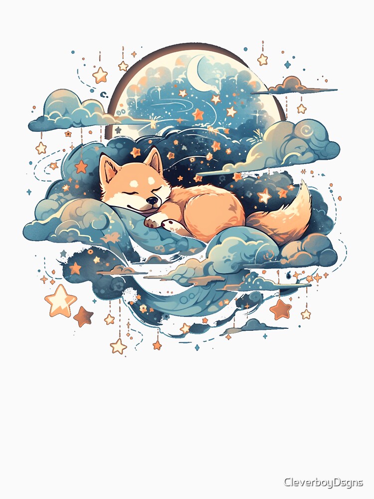 Starry Slumber: Sleeping Shiba Inu by CleverboyDsgns