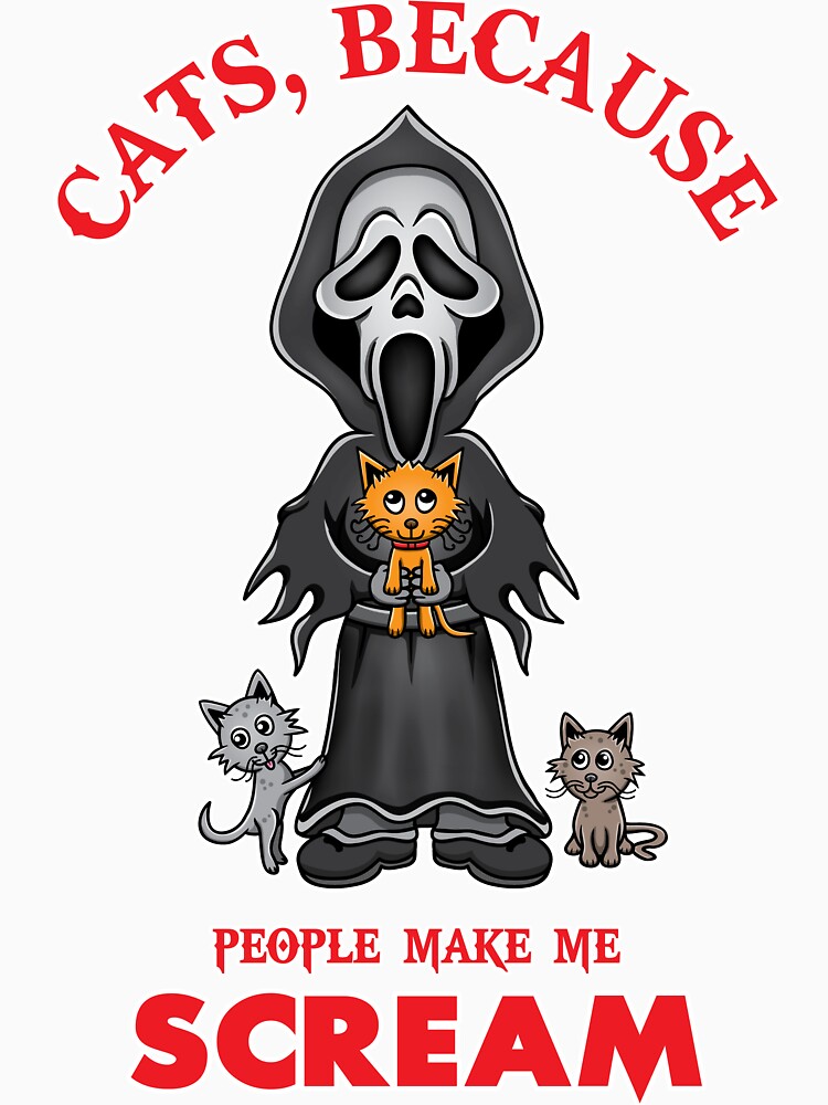 Ghostface from Scream loves his cats. by Jamie Swimm