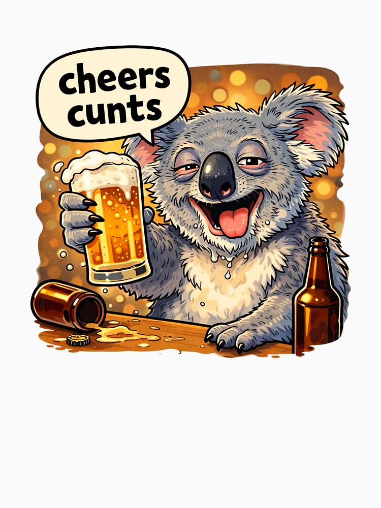 Drunk Koala Cheers Cunts Funny Beer Cartoon by UrbanKangaroo