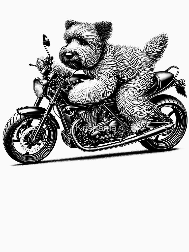 Cool Soft Coated Wheaten Terrier Riding a Motorcycle Biker Dog Lover by Kimberley King Art  King Art