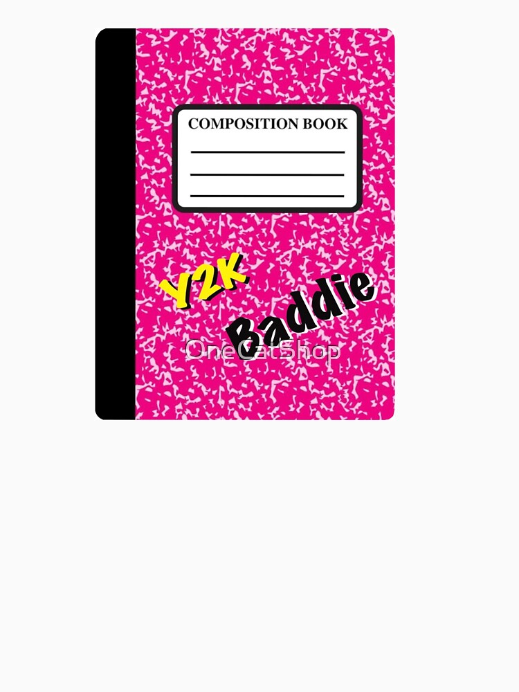 Y2K Baddie Yellow and Pink Composition Book Sticker Year 2000 Baddie Sticker by OneCatShop