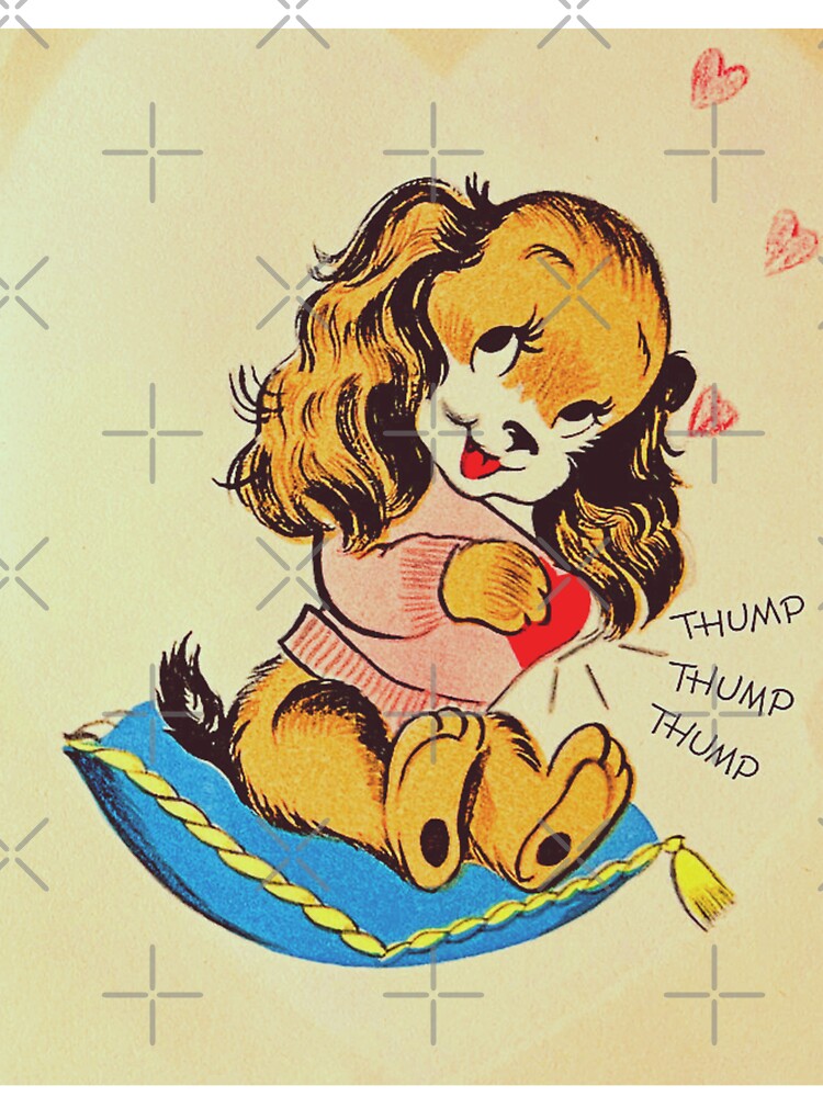 Vintage Retro Kawaii Kitsch Puppy Dog Valentine's Day by knickeryknackry