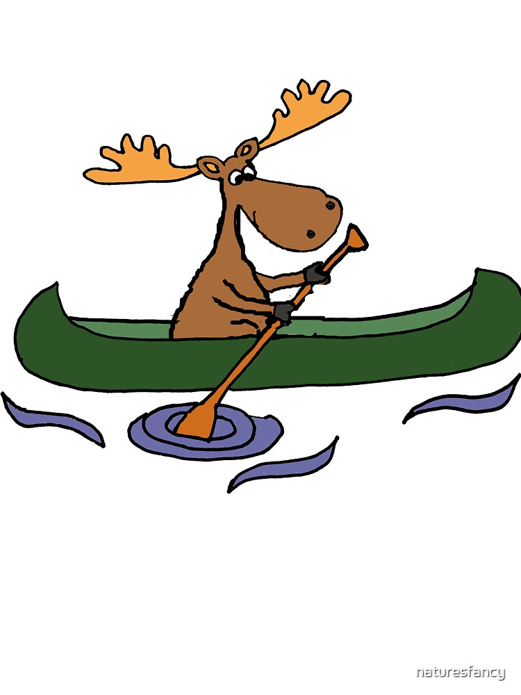 Funny Moose Canoeing Cartoon by Nature's Fancy
