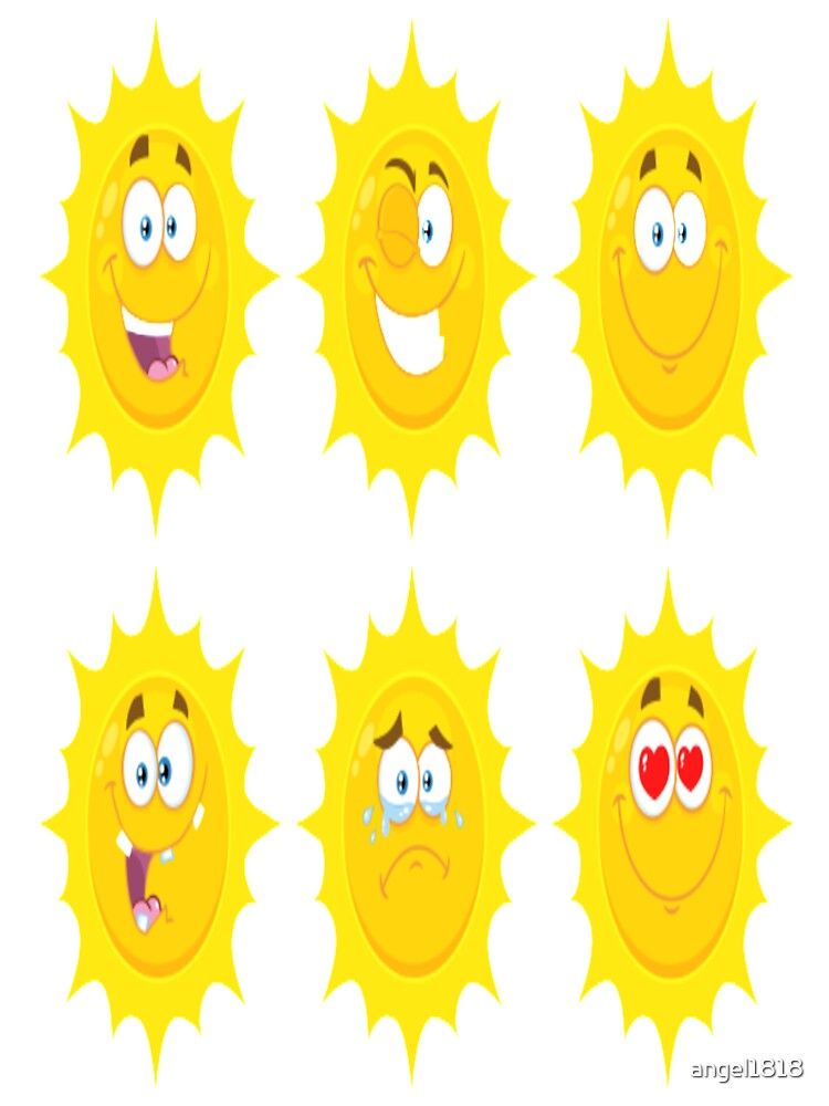 Funny cute yellow sun silly face sticker by angel1818