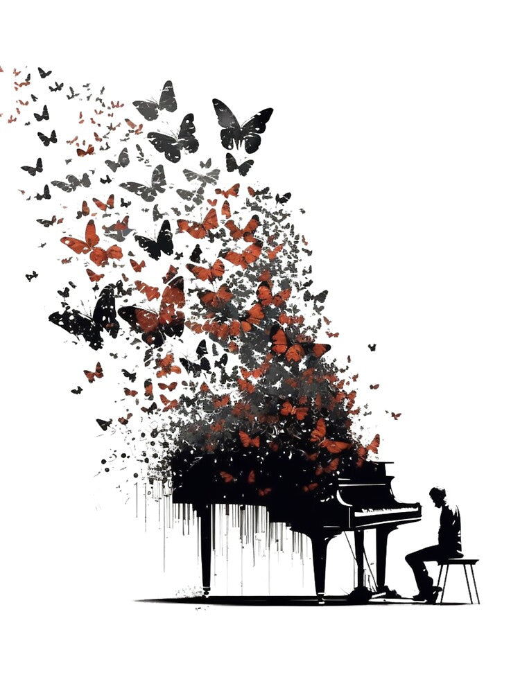 Musical piano butterflies by James Wright