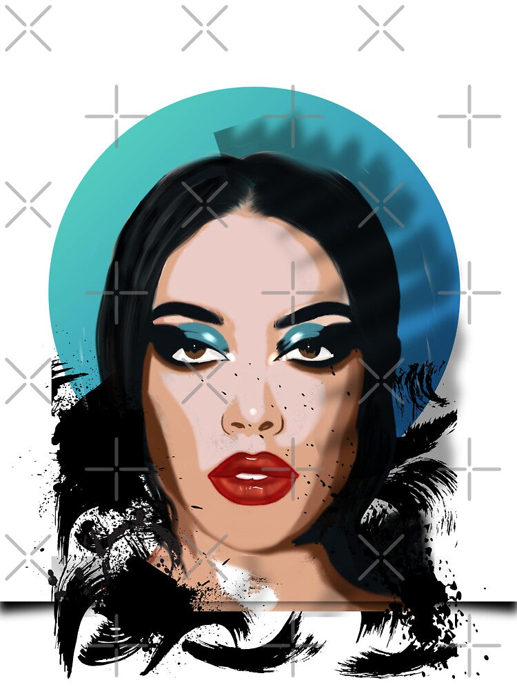 blue and black Original art / Pop Art portrait by Mused by Melancholy