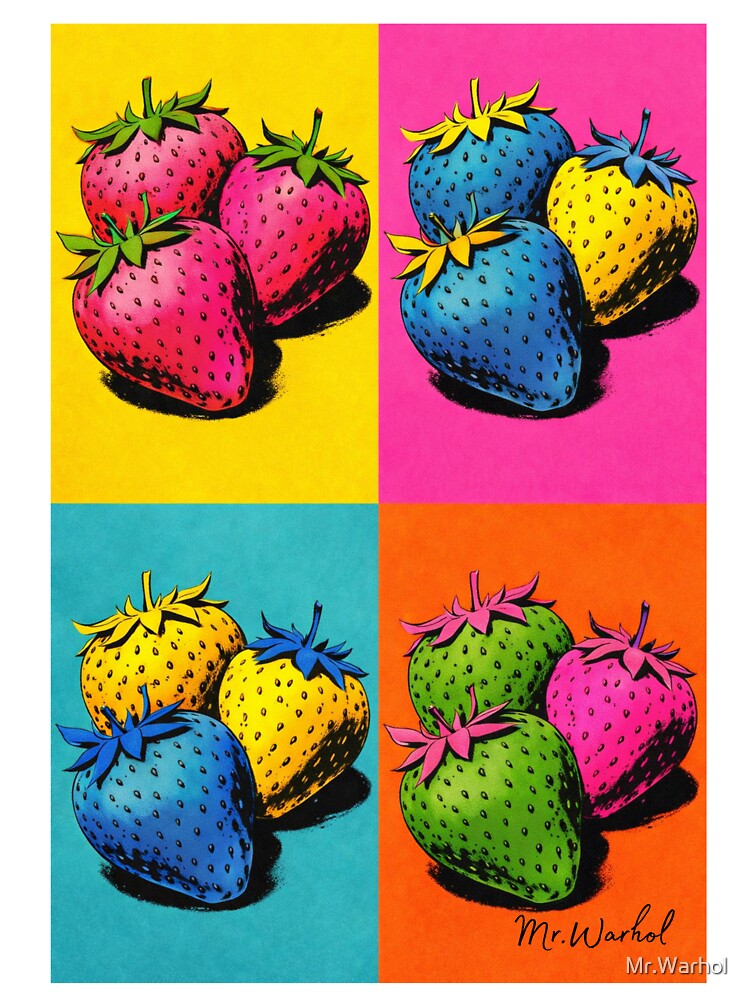 Pop Art Strawberry Poster – Warhol Style Colors by Mr.Warhol
