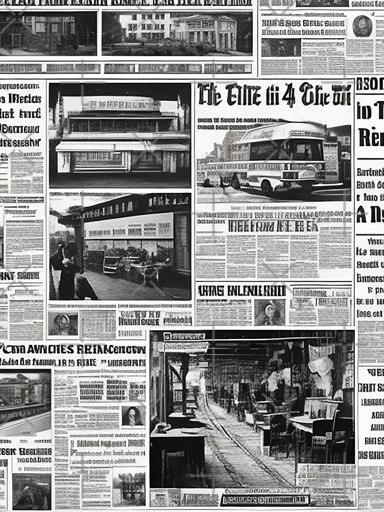 Old daily newspaper journal magazine black and white retro urban style by Carlos Gudino