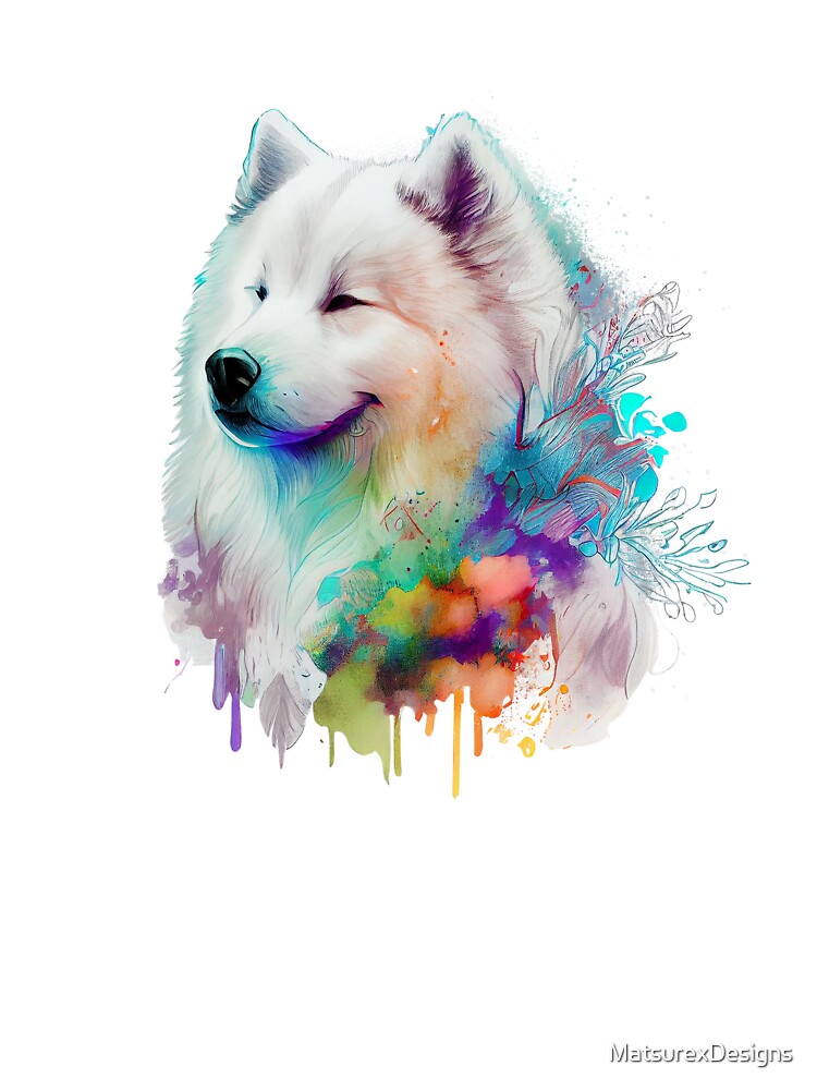 Samoyed | Colorful Watercolor Design #1 by MatsurexDesigns