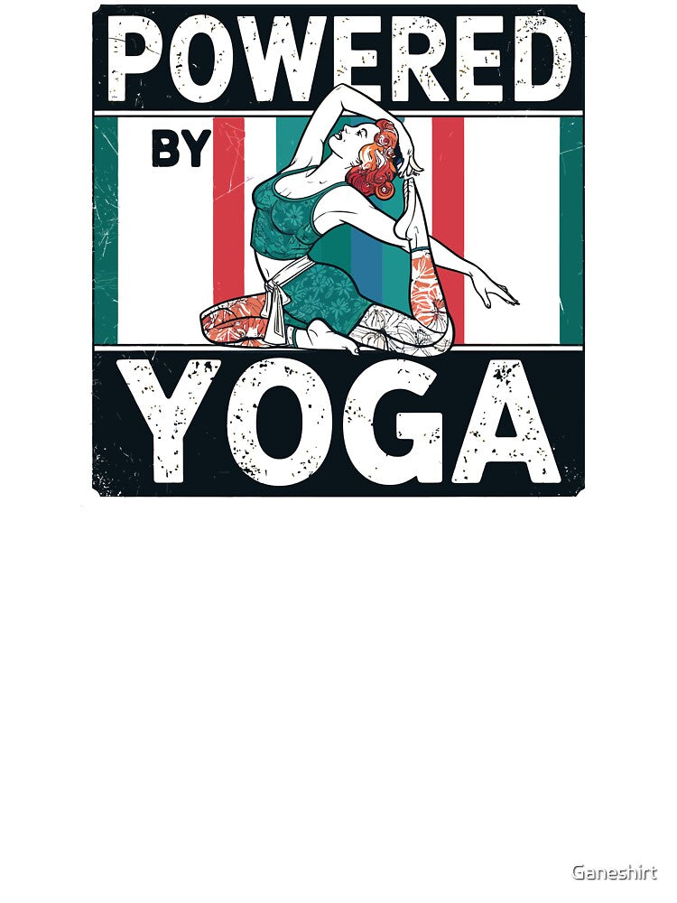 Powered by Yoga – Funny Spiritual Fitness Meditation Lifestyle Quote by Ganeshirt