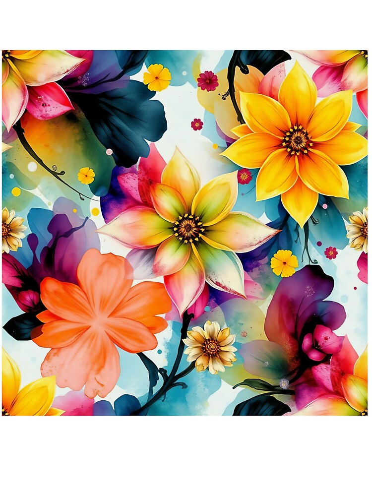 Vibrant Neon Floral Explosion Seamless Pattern for home decor,Warm Watercolor Floral design | T-Shirts and Phone Cases by TheGaliyaStudio