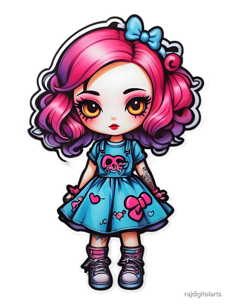 gothic girl stickers by rajdigitalarts
