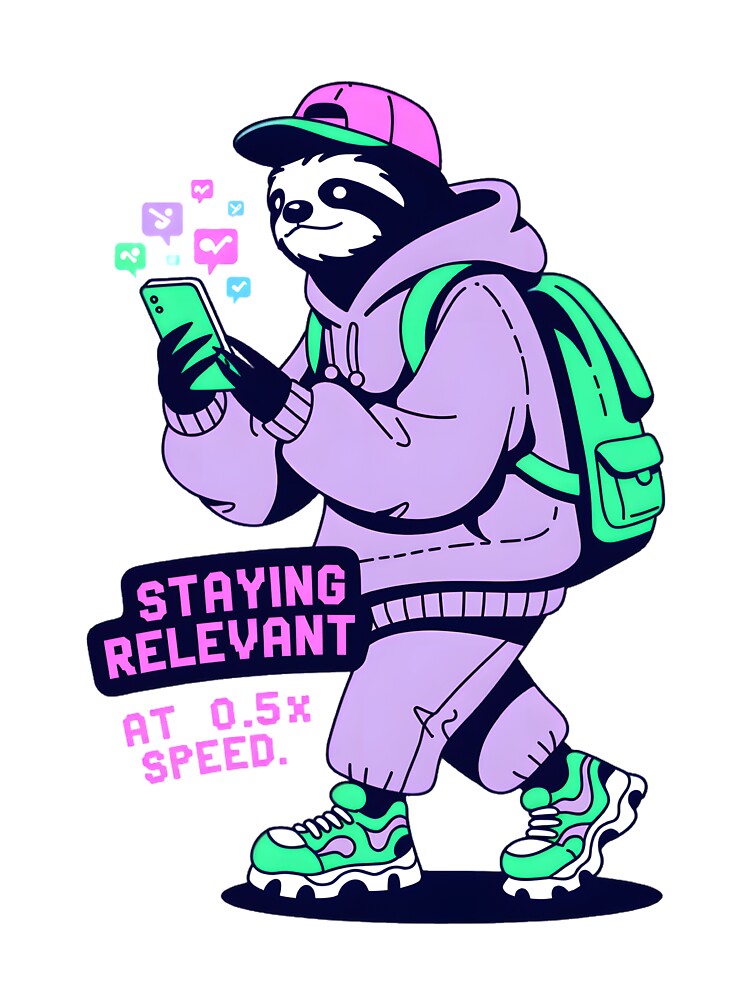 Gen Z Sloth School Life – 0.5x Speed Aesthetic Graphic by OutasCZ