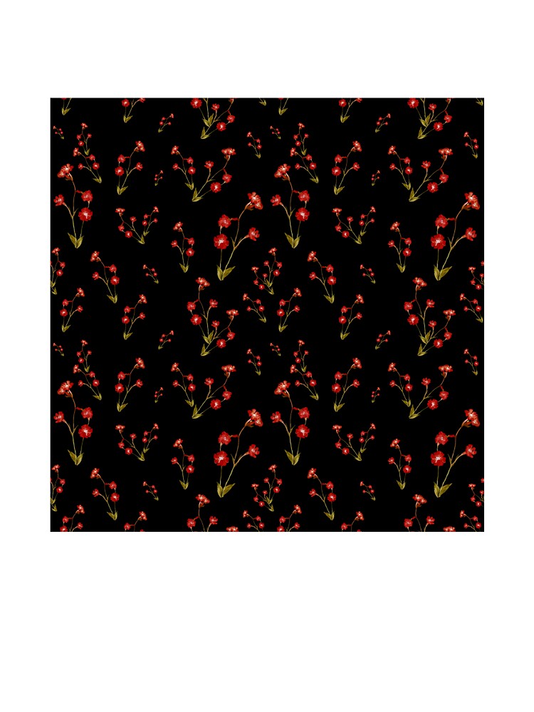Flower red pattern a cute watercolor illustration black by Yana Mustafina | Boho Soulful Designs