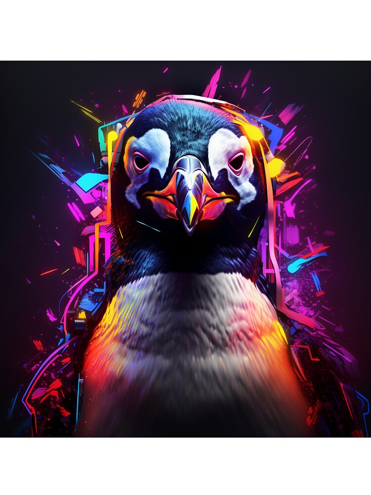Penguin Neon Pop Art 3 by AstroRisq