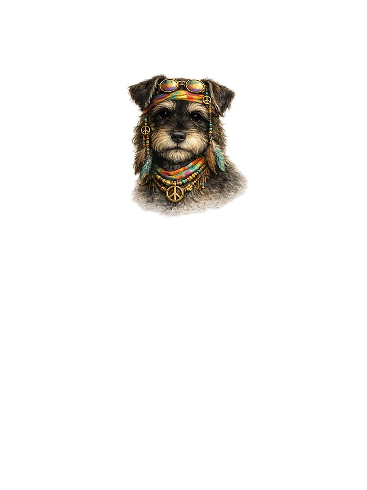 Hippie Schnauzer Dog Art – Peace Love Miniature Schnauzer Illustration by DogYouChose