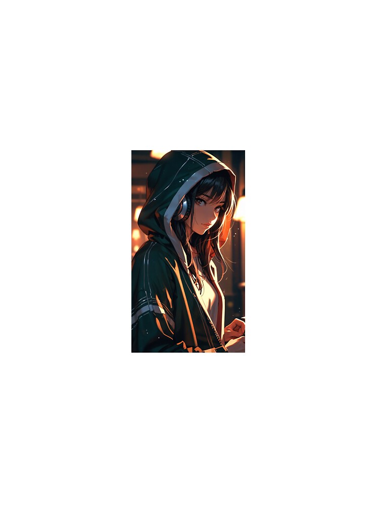 Anime Girl with Headphones Oversized Hoodie by Valeva007