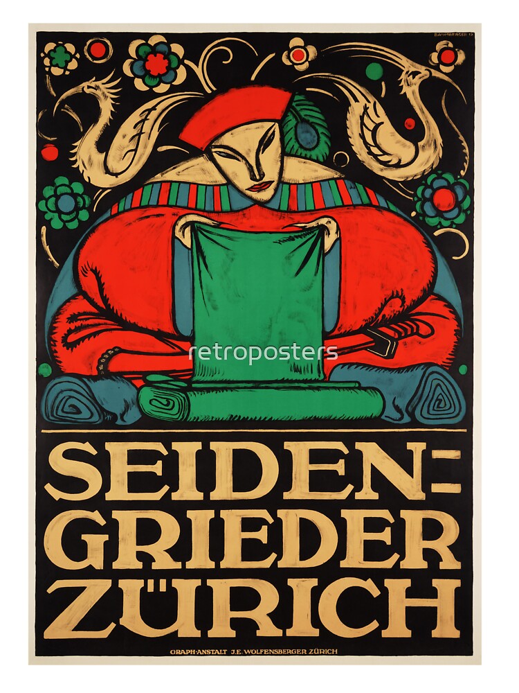 SEIDEN GRIEDER ZURICH by Otto Baumberger Cloth Textiles from China Vintage Poster by retroposters