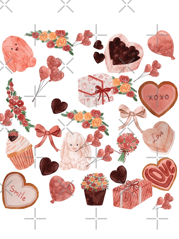Watercolor Cute Valentines Bunny by ORIGENcreate