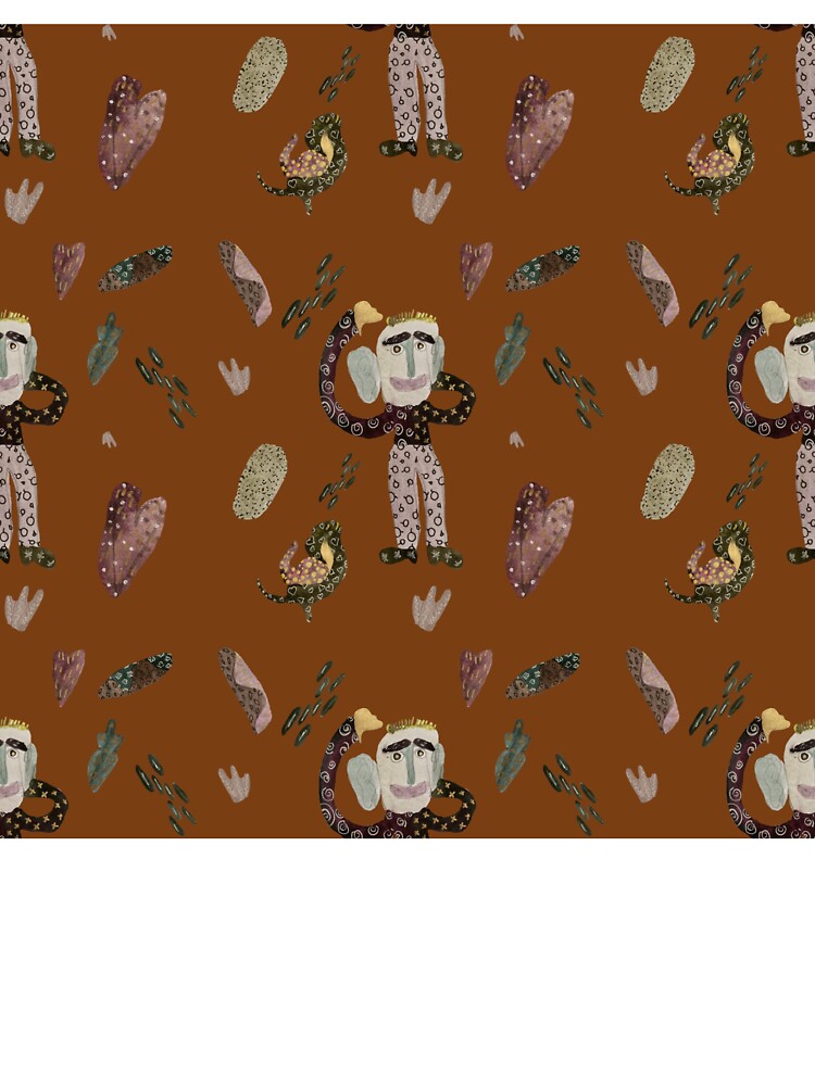 Cartoon Man heart abstract seamless pattern brown version by Yana Mustafina | Boho Soulful Designs