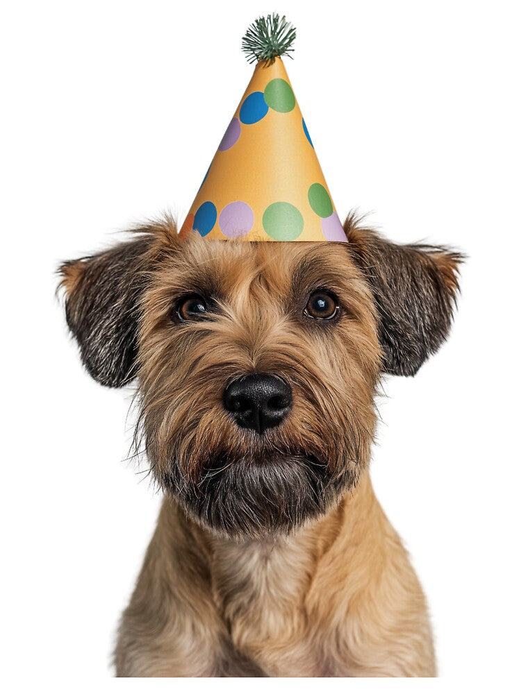 Cute Soft Coated Wheaten Terrier dog with Party Hat Birthday Celebration by LazyOwlStore