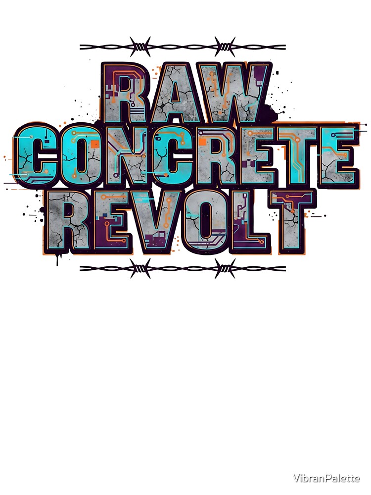 Raw Concrete Revolt Urban Graphic – Industrial Cyberpunk Streetwear Circuit Art by VibranPalette