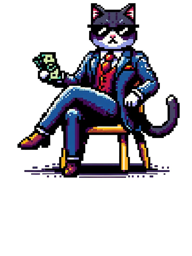 Pixel Business Cat – Retro 8-Bit Mafia Cat Pixel Art by onlin3boutiqu3