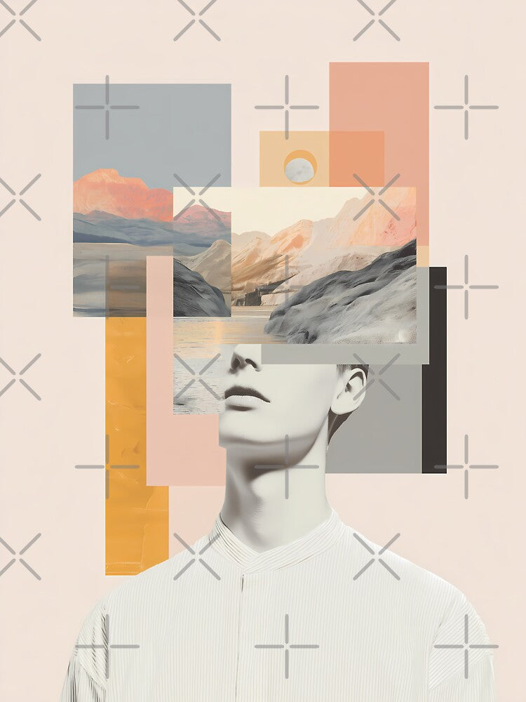 Minimalist Photo Collage Modern Aesthetic Wall Art by Mindrender