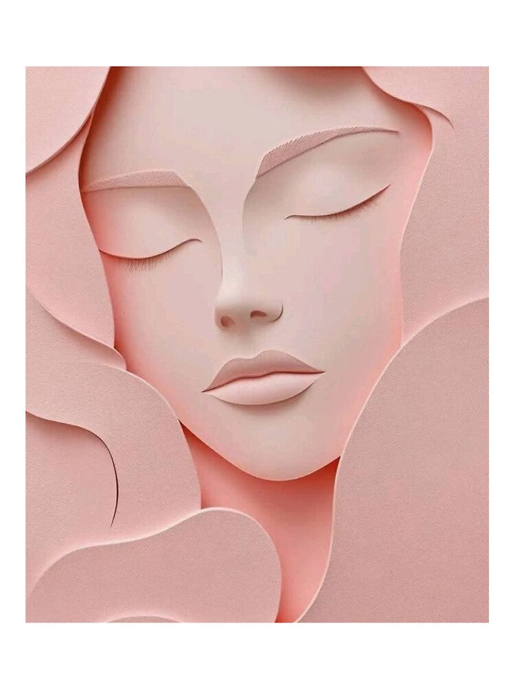 Soft Serenity – Blush Abstract Face by velvetskyco