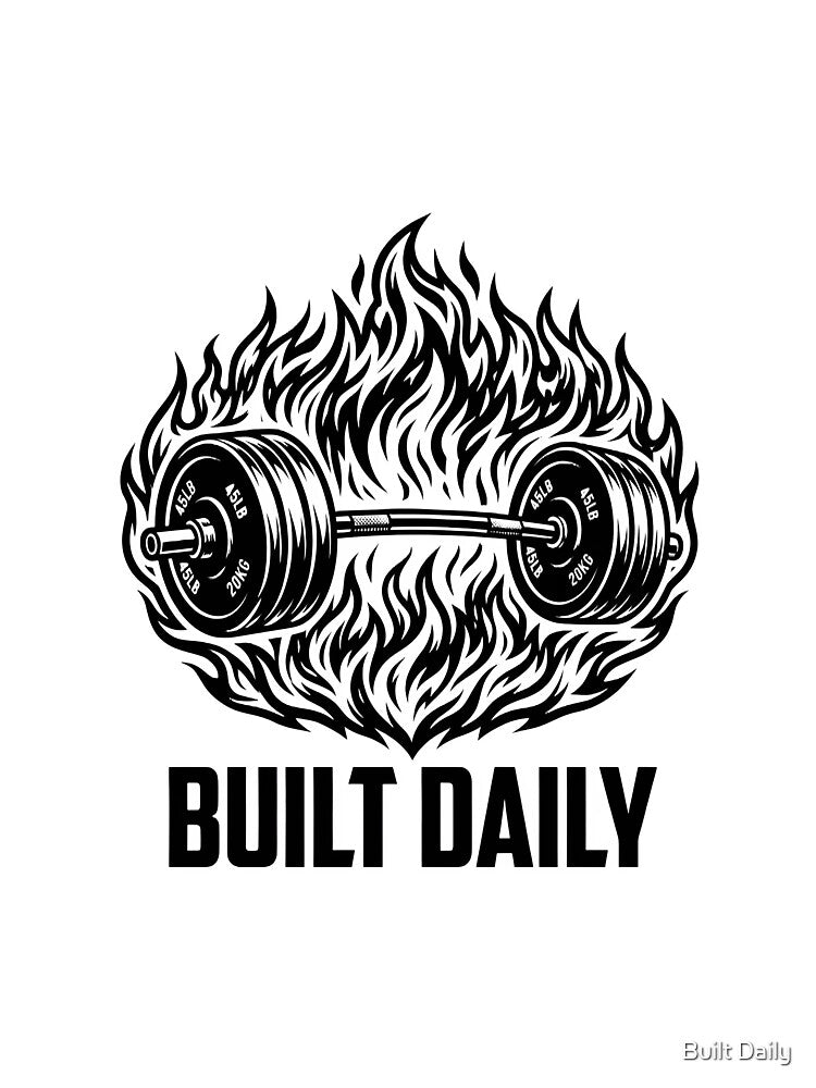 Flaming Barbell Gym Motivation Graphic by Built Daily