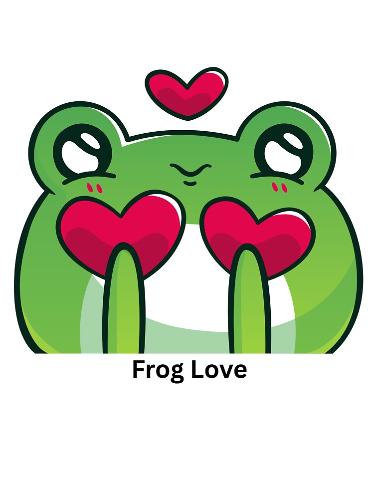 Cute Frog Love Hearts Kawaii Cartoon Design by CozyMomDesigns