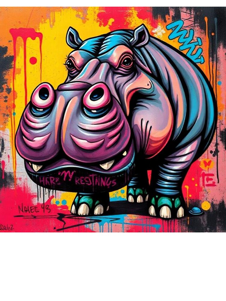 Urban hippopotamus with graffiti background by RAISC