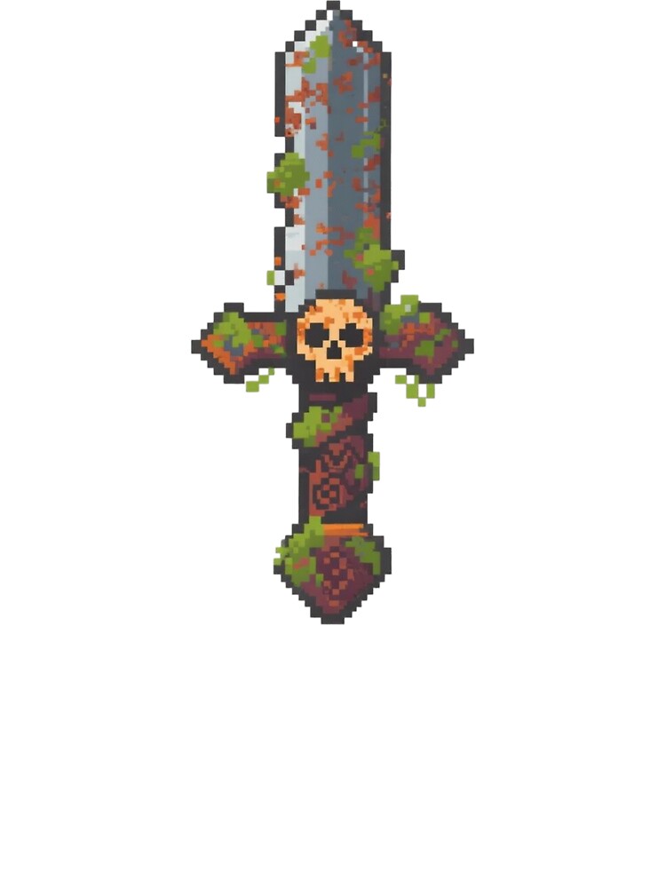 Pixel Skull Sword – Dark Fantasy 8-Bit Pixel Art Weapon by onlin3boutiqu3
