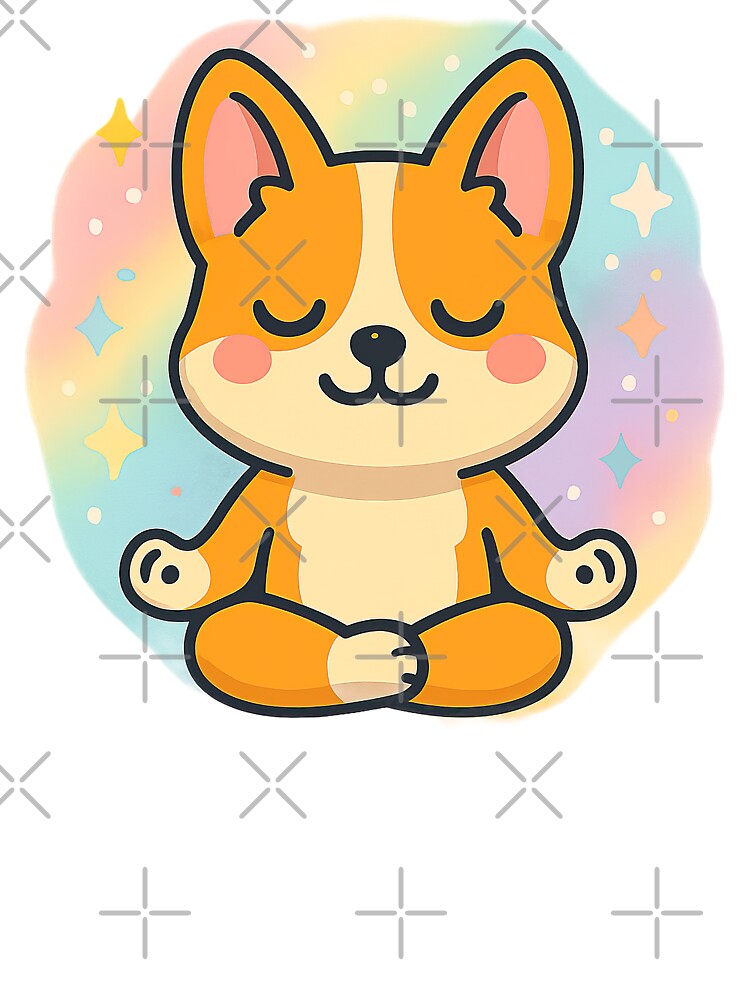 Cute Kawaii Corgi Doing Yoga, Kawaii Corgi by graphic-genie