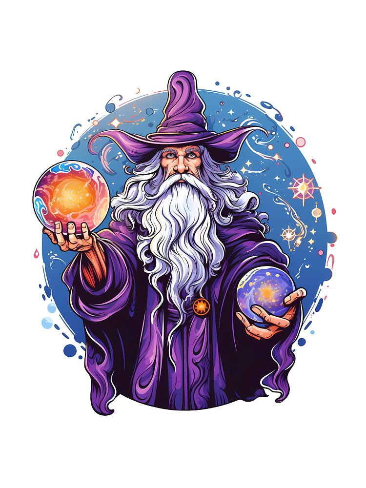 Merlin in Violet Sticker by ArtMotionFlow
