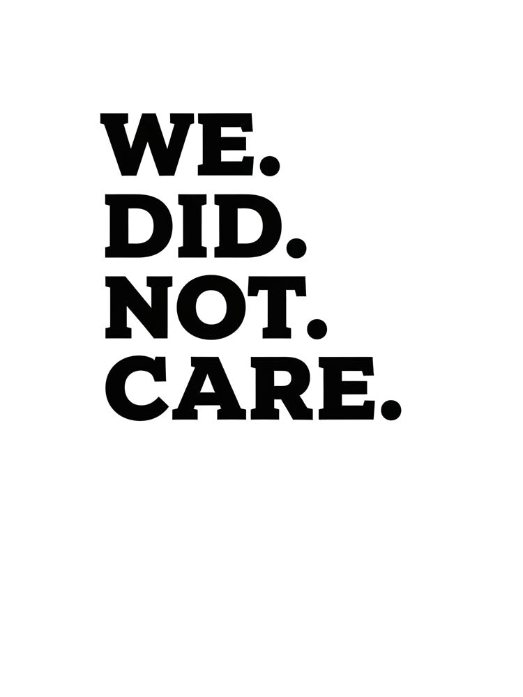 We Did Not Care Sarcastic Bold Minimalist Slogan for Rebellious Spirits by LeoBechs
