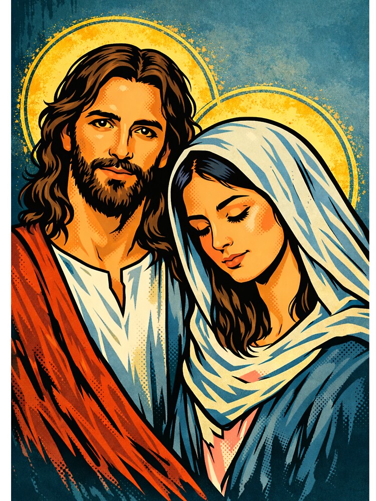 Vintage Christian Pop Art – Jesus and Mary by Catholicgemz