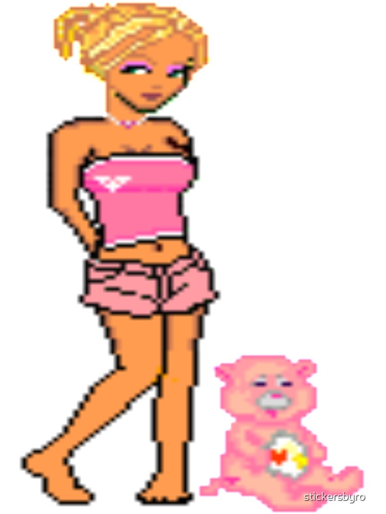 dollz mania pixelated doll 2000s blonde pretty girl with cute bear by stickersbyro ☆