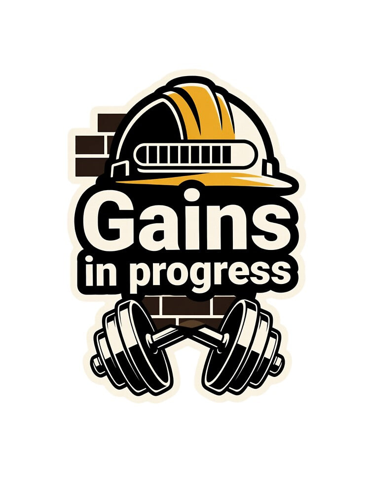 Gains In Progress Gym Sticker Fitness Motivation Workout Design by ArmoniaJustin