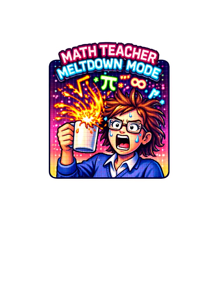 Y2K Math Teacher Sticker - Meltdown Mode Funny 1 by OrikuStudio