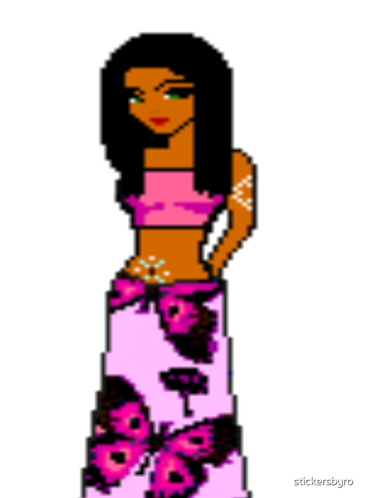 dollz mania pixelated doll 2000s black hair pretty girl by stickersbyro ☆