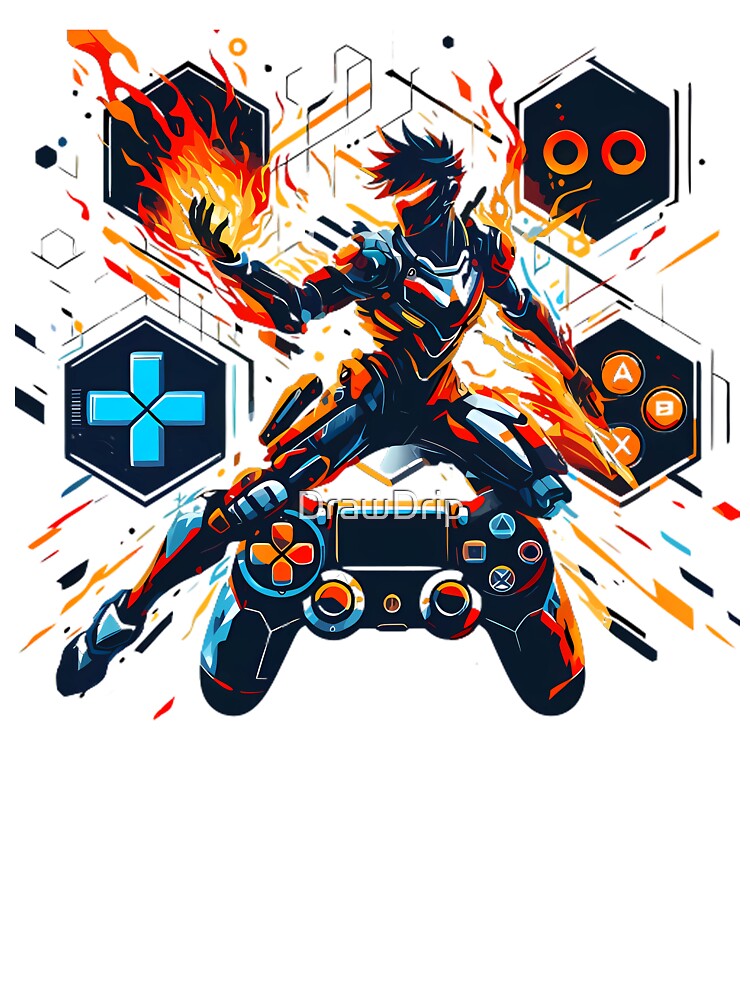 PlayStation Gaming Hero Fire Controller Art by DrawDrip